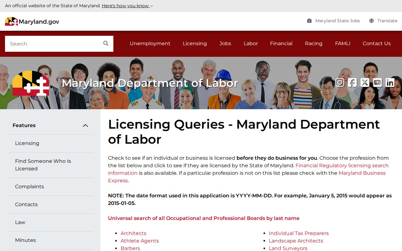 Langley Park people search using Maryland license directories