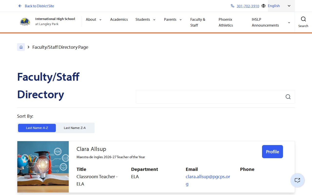 Langley Park people directories school faculty search
