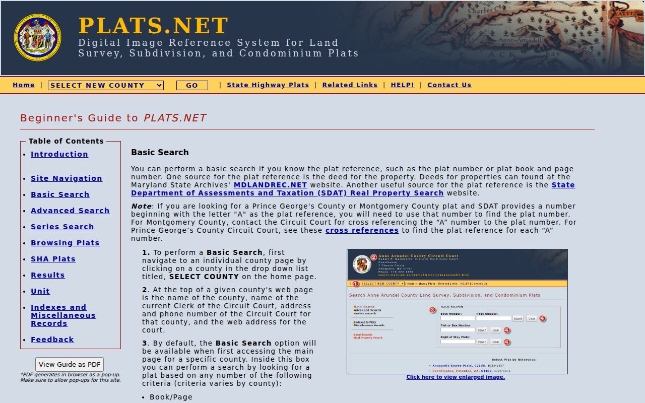 Langley Park public records plat basic search in PLATS.NET