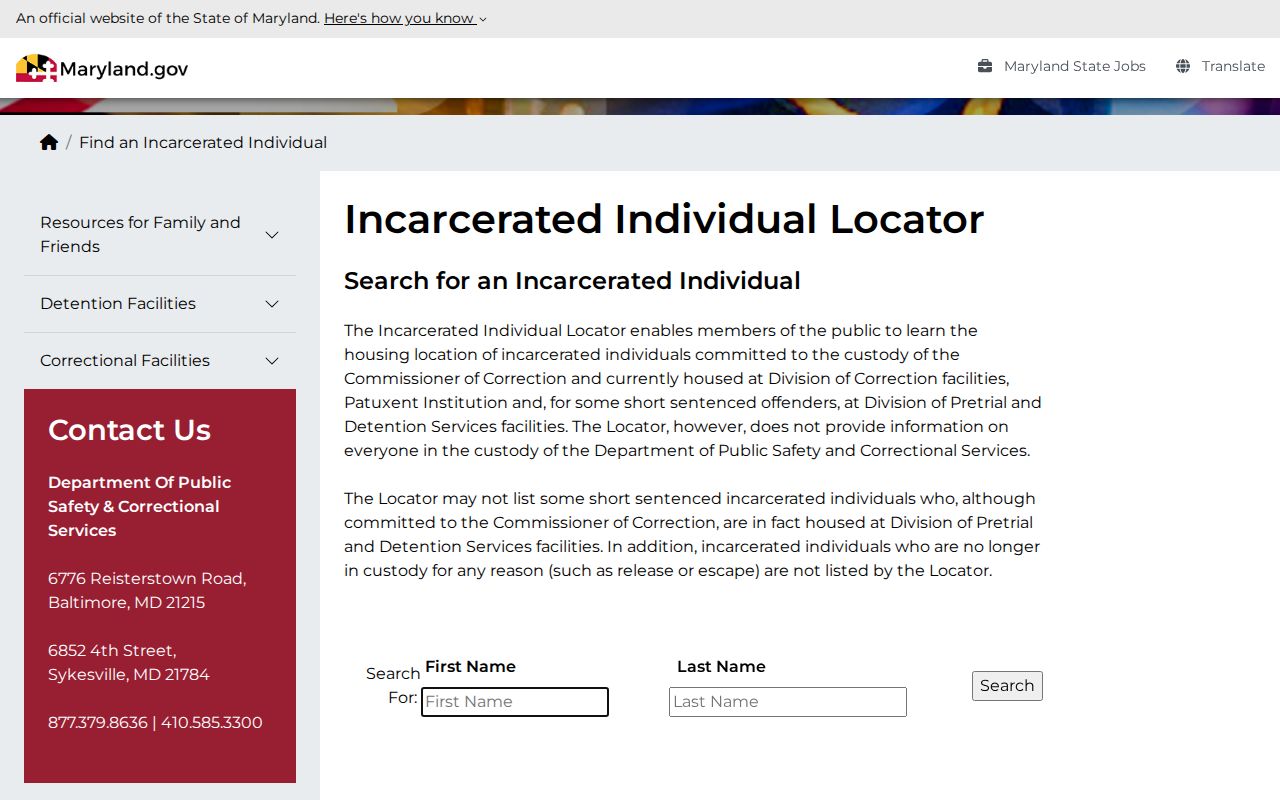 Langley Park voter registration records contrasted with unrelated Maryland custody lookup